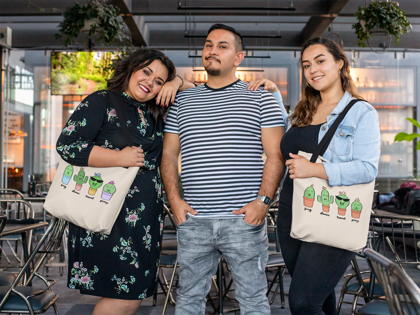 Sing. Dance. Travel. Pray. Tote in "Bright"